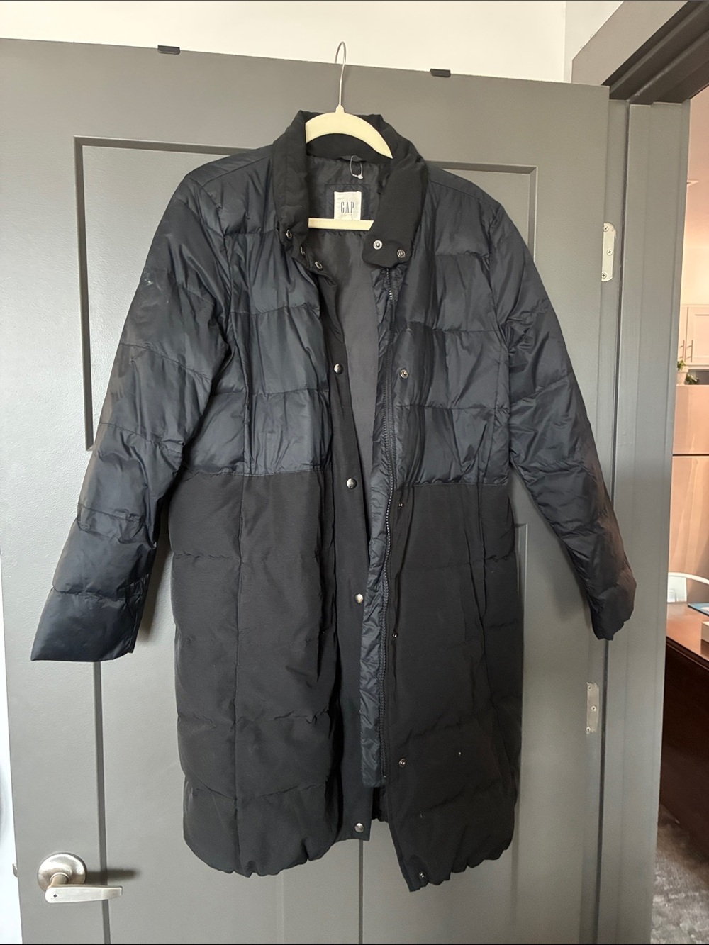 GAP Men's Black Quilted Long Puffer Coat